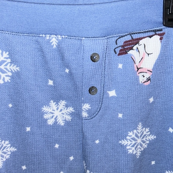 Old Navy GUC Light Blue Snowflake/Polar Bear Fitted Thermal Pajama Leggings Sz S - Picture 3 of 5